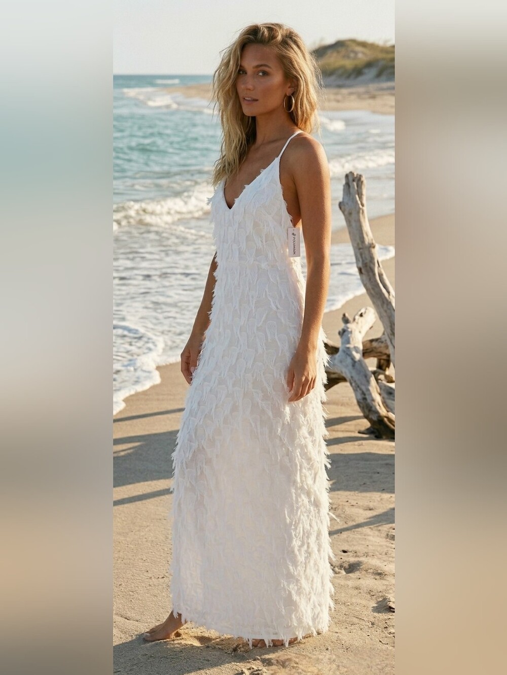 316. Massimo Dutti Frayed Devoré Strappy Dress